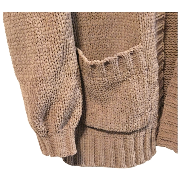 American Eagle Chunky Knit Oversized Tan Open Front Sweater Cardigan Size Small - Picture 4 of 7